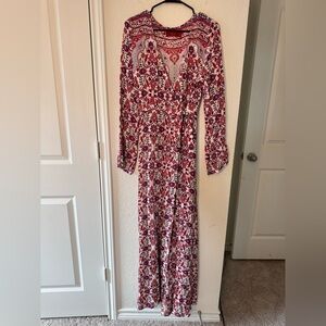 Tigerlily Bohemian Chic Floral Wrap Tie Long Sleeve Maxi Dress Womens Size 8